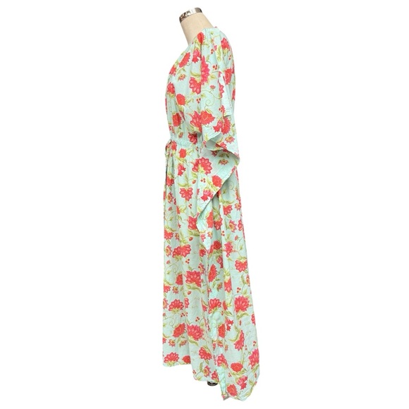 Mahogany Mint Floral Kaftan Maxi Dress One Size - Picture 4 of 13
